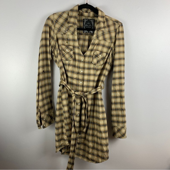 Guess | Jeans Flannel Plaid Western Snap Down Dress Tunic. Size Large - Picture 2 of 11